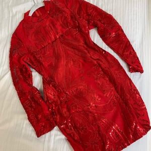 Women red sequin mini dress